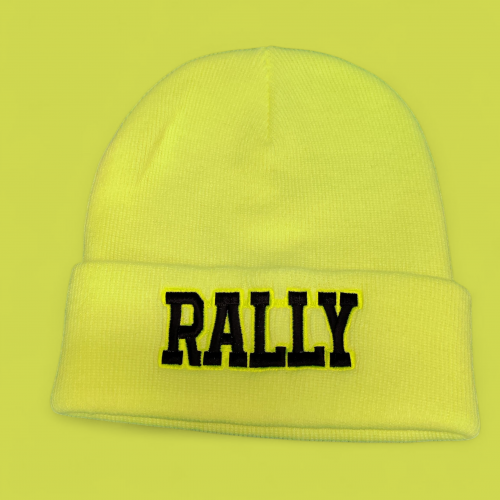 RALLY kötött visszahajtott sapka, neonsárga